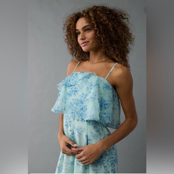 American Eagle Outfitters Strapless Ruffle Jumpsuit in size XL - Picture 3 of 15